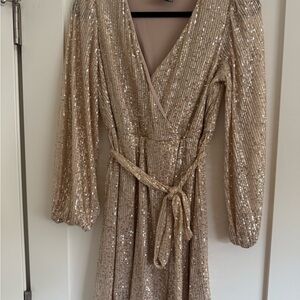 Taylor Gold Sequin Evening Dress